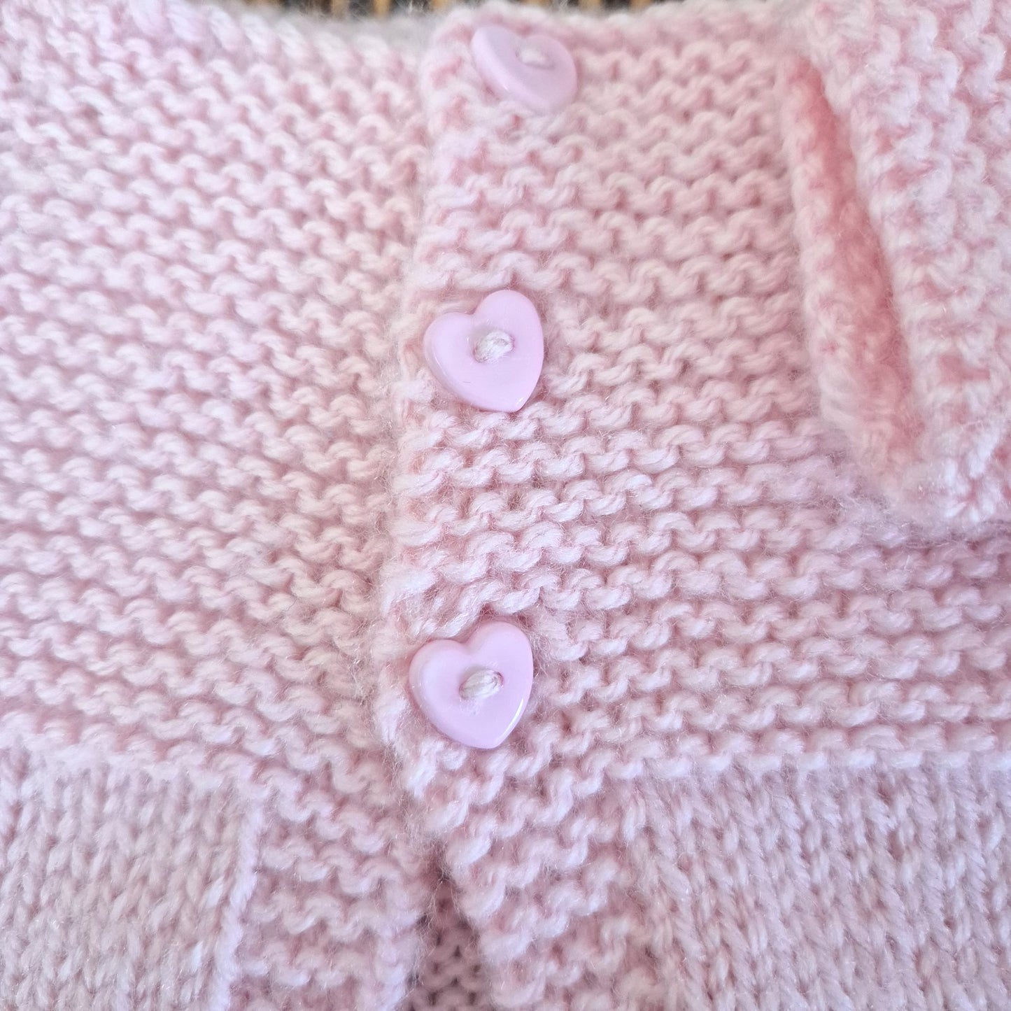 0–3 Months  Hand Knitted Baby Cardigan – Pink Embroidered Roses & Flowers Sweater, New Baby Girl Gift, Handmade UK (Ready to Send)