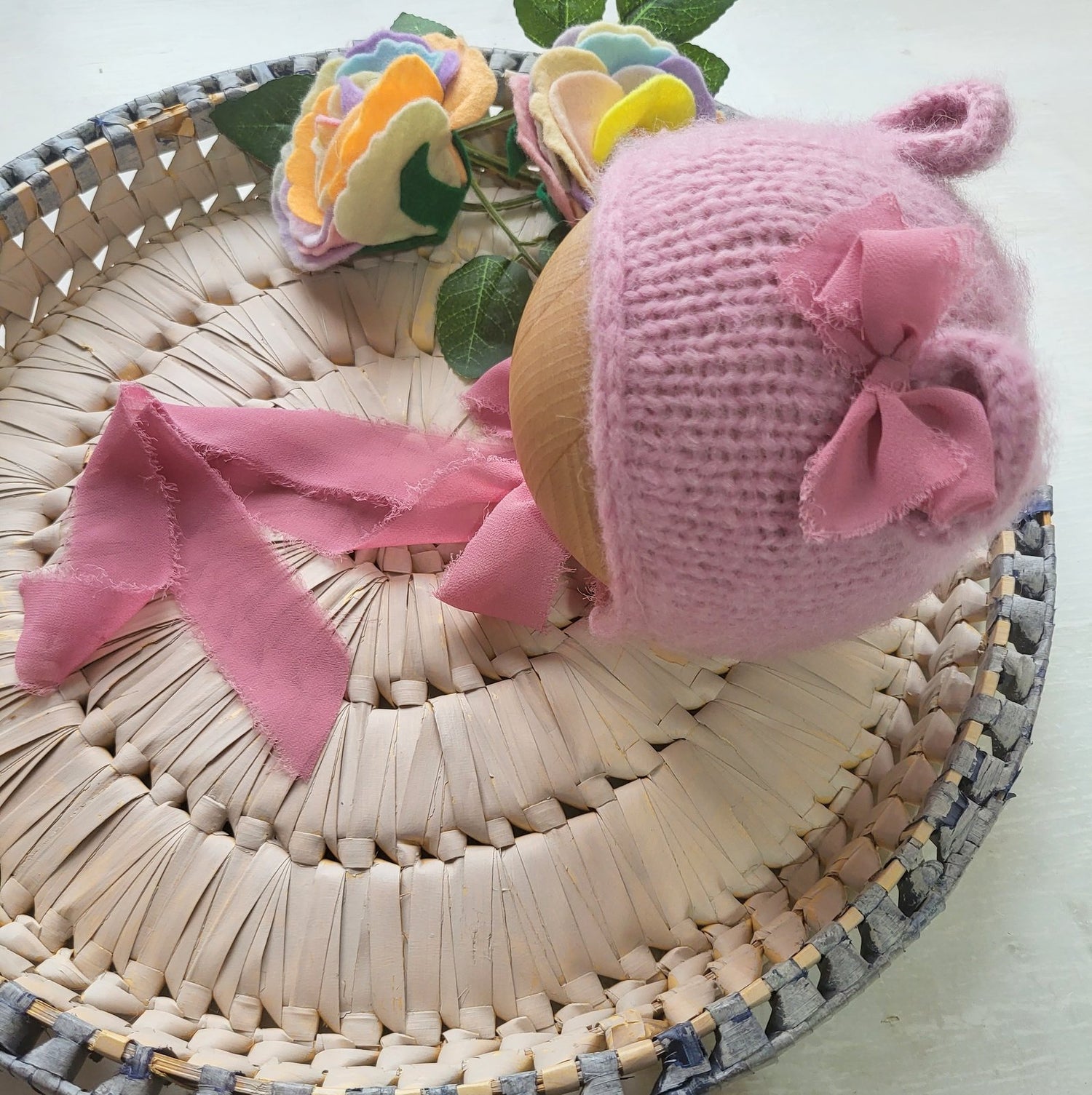 pink baby bear bonnet