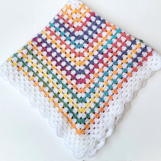 Rainbow Dots Crochet Baby Blanket (Ready to send)
