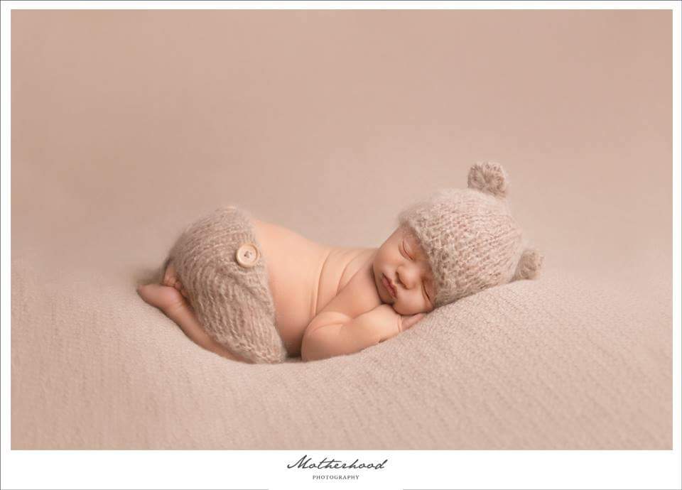newborn baby shorts and bear hat for photography