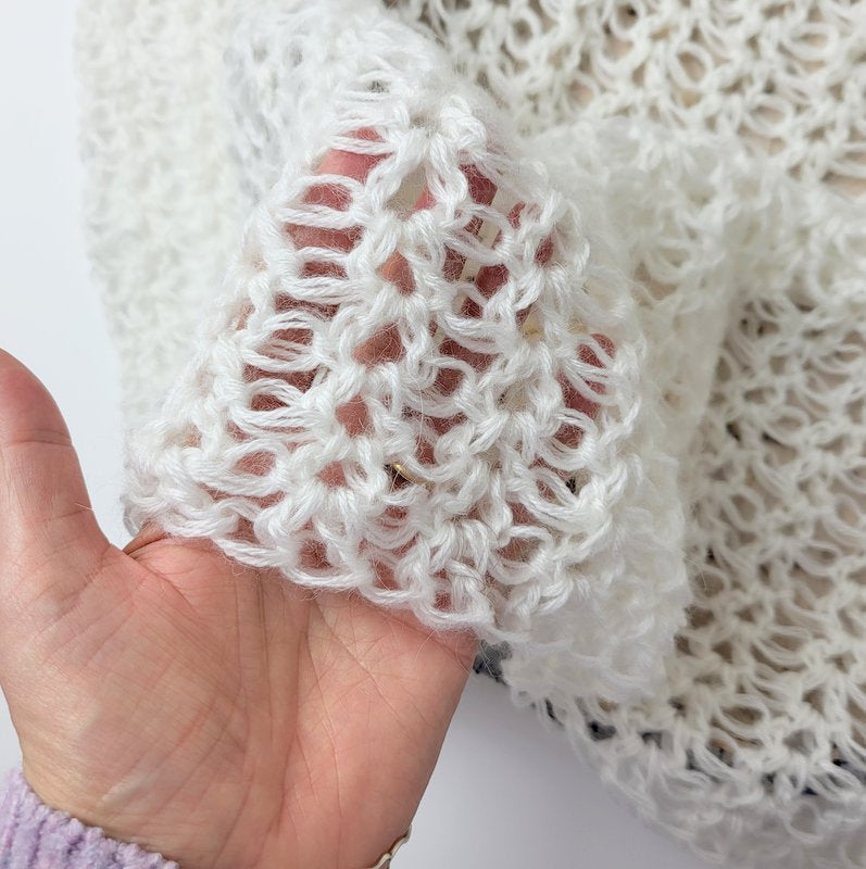detail of the lacy crochet newborn wrap