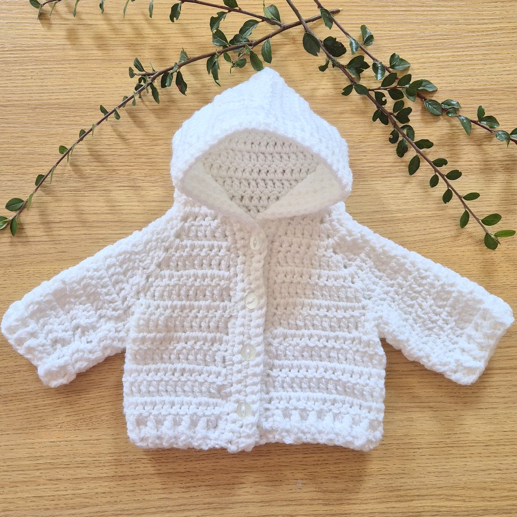 Thick Crochet Baby Hoodie Cardigan Coat,  Newborn / 0-6 / 6-12 months Baby Jumper (MADE TO ORDER)