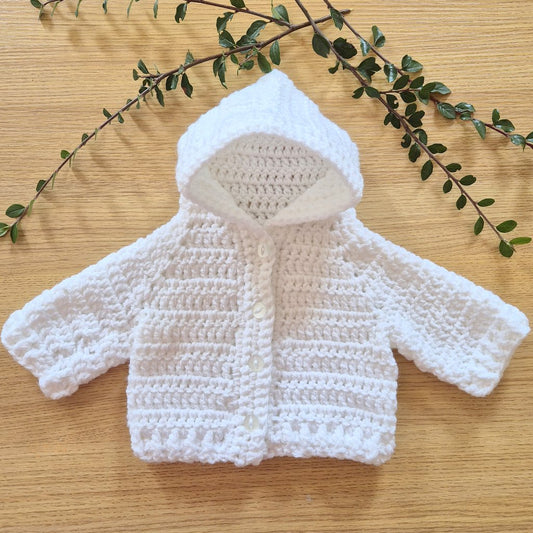 Thick Crochet Baby Hoodie Cardigan Coat,  Newborn / 0-6 / 6-12 months Baby Jumper (MADE TO ORDER)