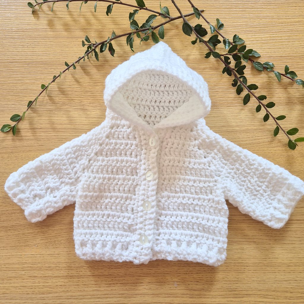 Thick Crochet Baby Hoodie Cardigan Coat,  Newborn / 0-6 / 6-12 months Baby Jumper (MADE TO ORDER)
