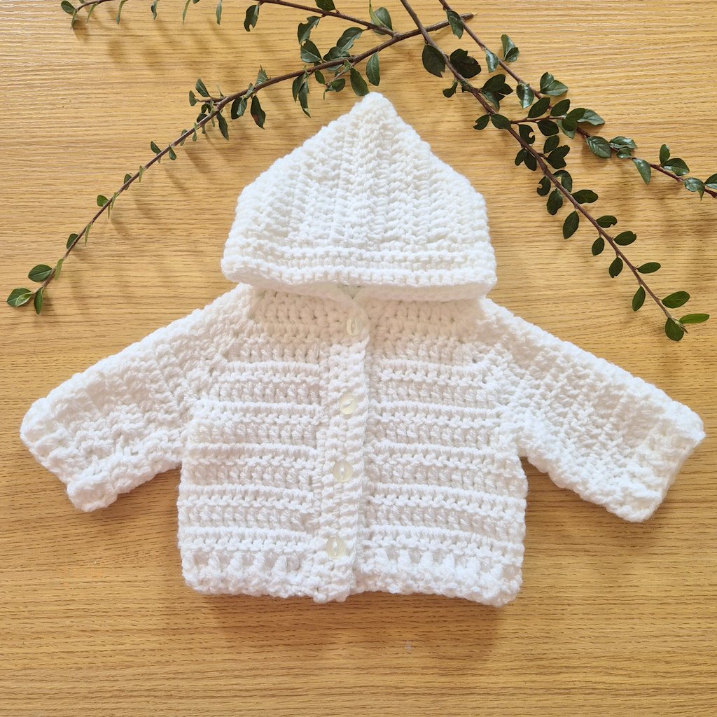 Thick Crochet Baby Hoodie Cardigan Coat,  Newborn / 0-6 / 6-12 months Baby Jumper (MADE TO ORDER)