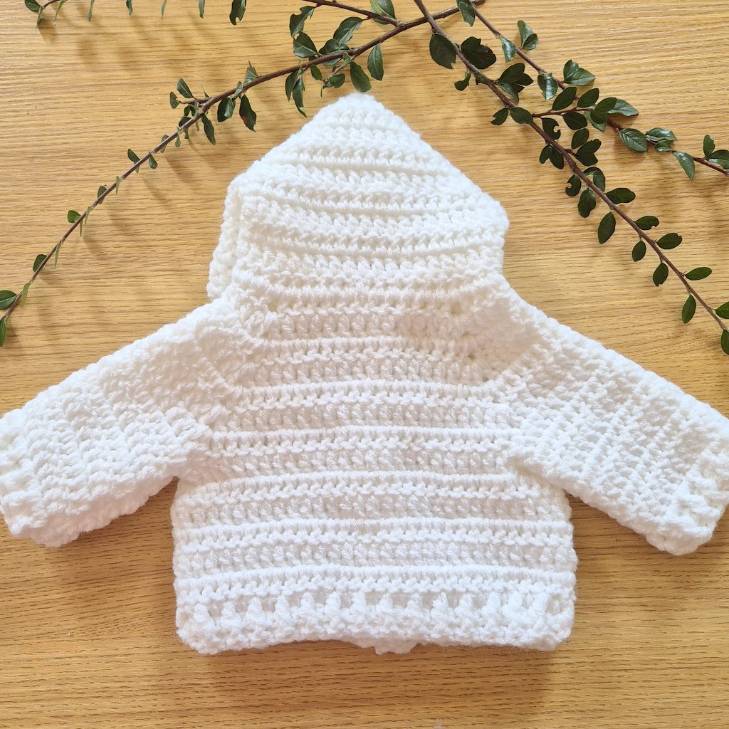 Thick Crochet Baby Hoodie Cardigan Coat,  Newborn / 0-6 / 6-12 months Baby Jumper (MADE TO ORDER)