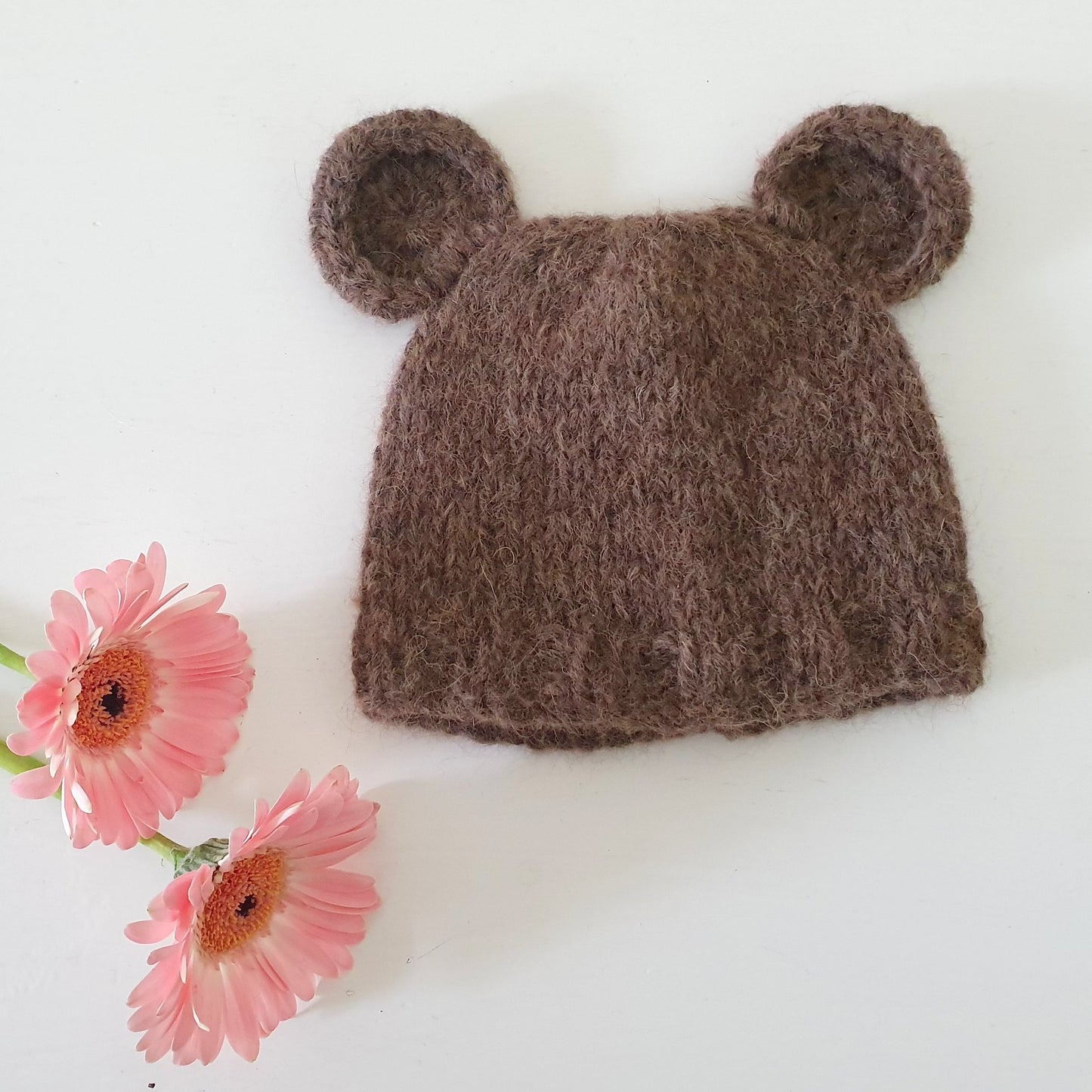 brown knitted baby beanie
