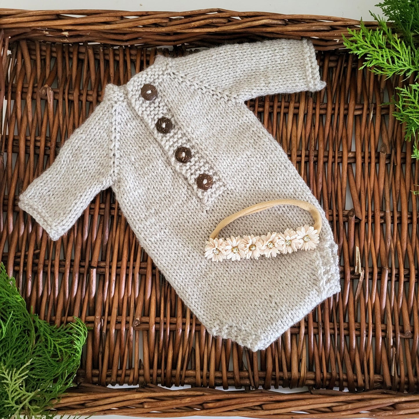 baby boy or baby girl newborn photo prop romper and headband set