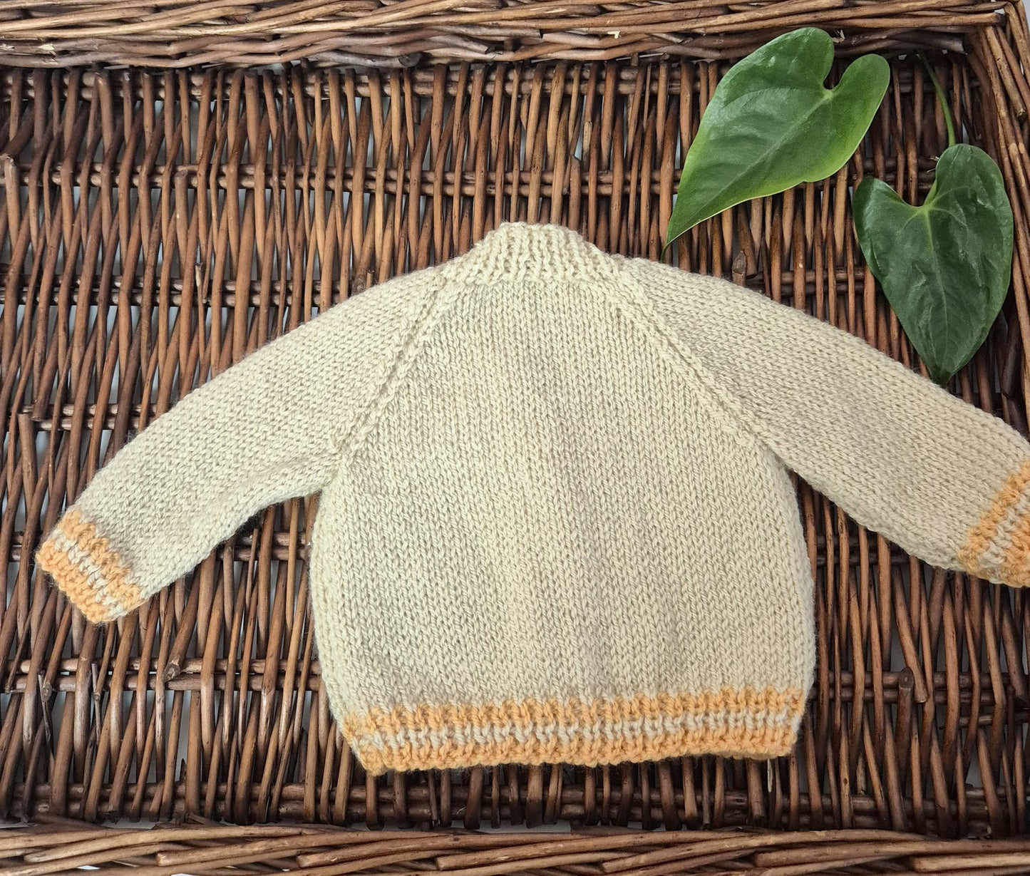 0-3 months Beige Knitted Baby Cardigan with Bunny Embroidery   (Ready to Send)