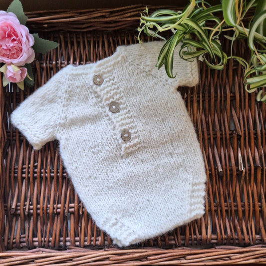 Short Sleeve Newborn Romper, in Pink or Beige. Classic Style bodysuit Photography Prop Outfit. ( Ready to send)