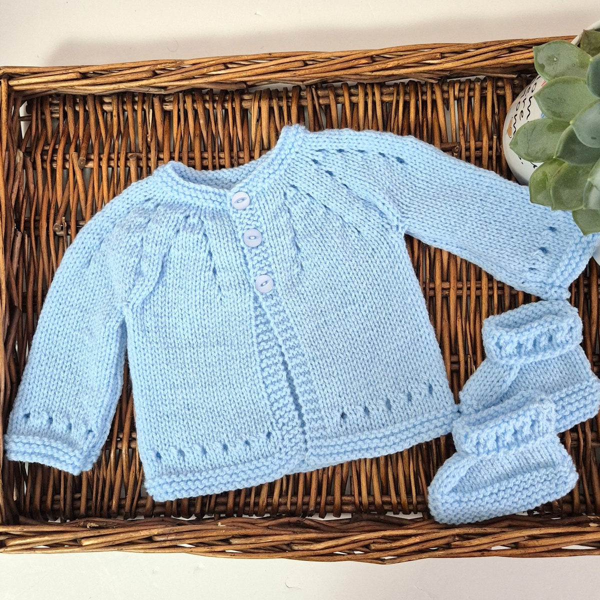 Preemie / Newborn or 0-3m Classic Style Knitted Baby Cardigan and Bootie set (MADE TO ORDER)  Baby Shower Gift