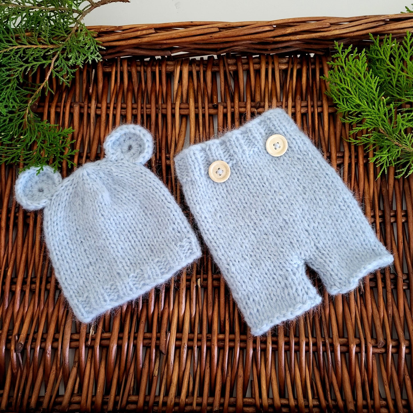 Newborn Shorts Pants Diaper cover and Bear Hat (Made to Order)