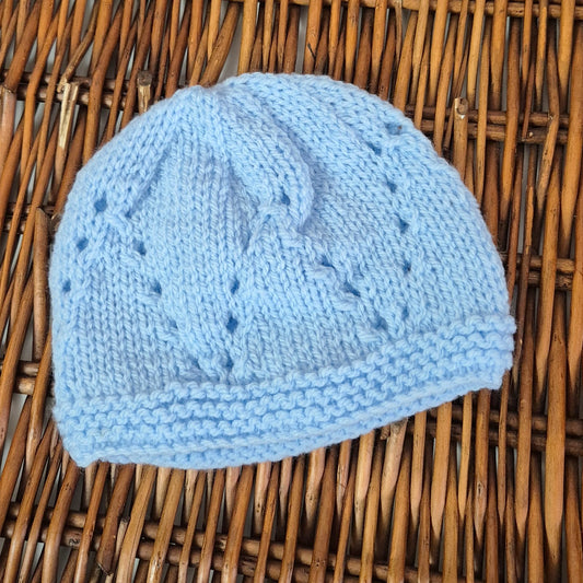 Knitted  Blue Baby Cardigan, booties and hat baby boy gift set 0-3 months (Ready to Send)