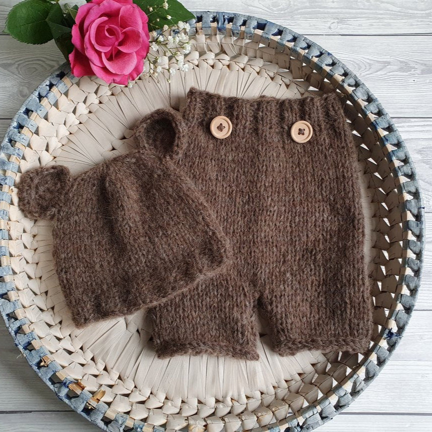 Newborn Shorts Pants Diaper cover and Bear Hat (Made to Order)