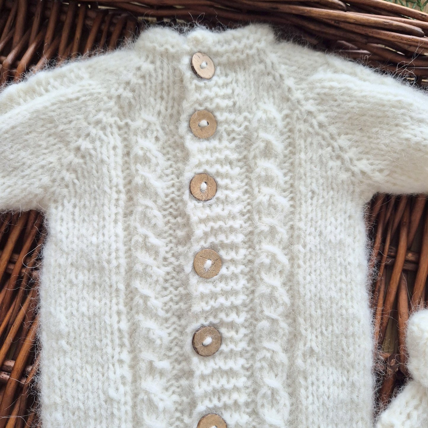 Cable Knitted Baby Romper and Bootie Set Newborn or 0-3 months (Made to Order) Choose colours