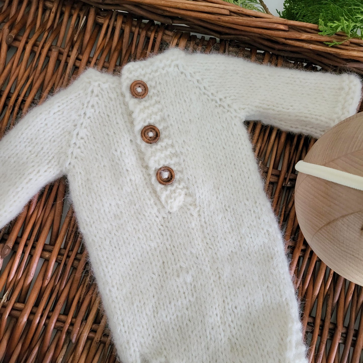 Simple Classic Style Knitted Romper Newborn/ 0-3 / 6-9 months Long Sleeve Romper with Optional booties - more colours (Made to order)