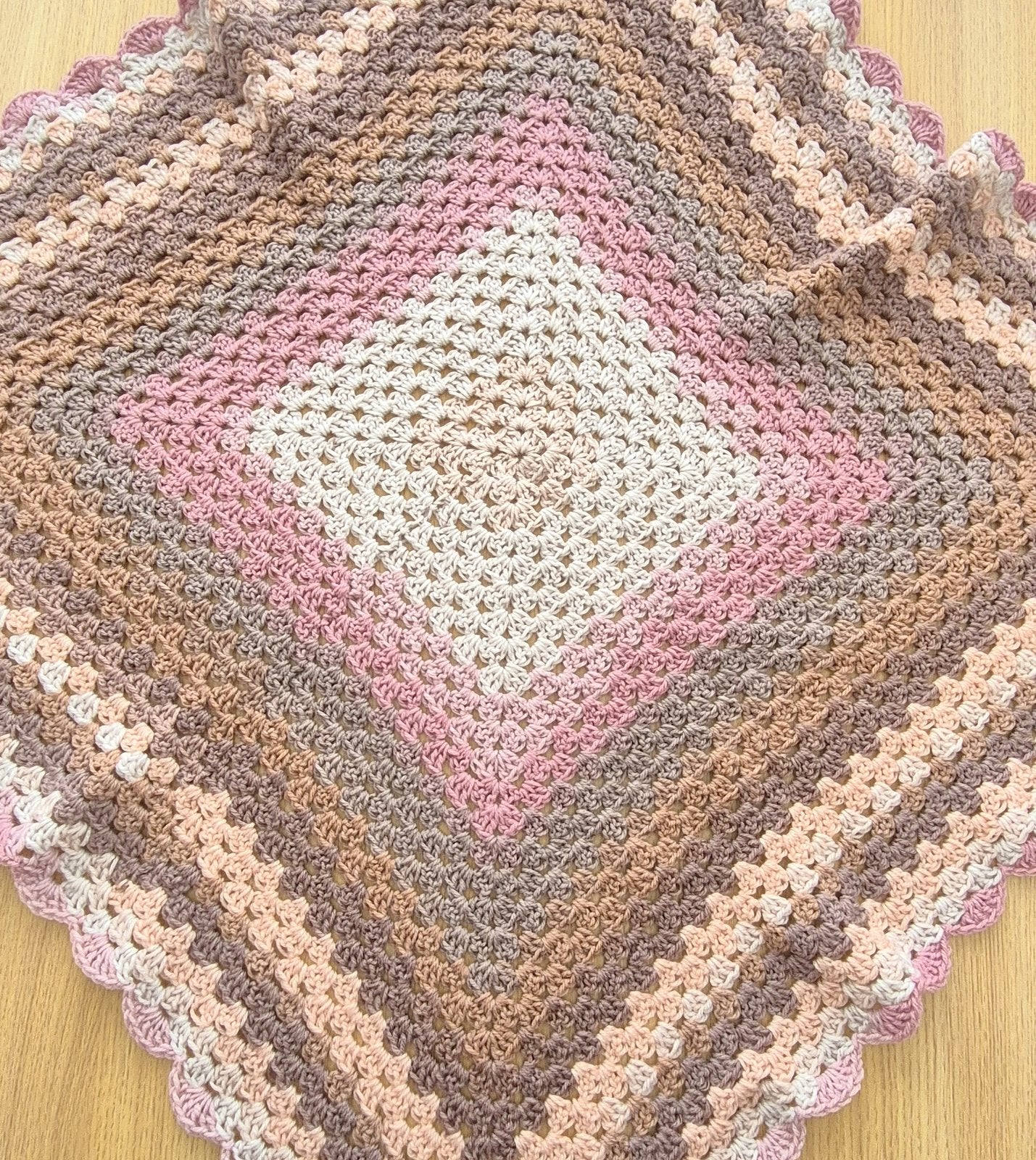 Crochet Pink Beige Baby Blanket (READY to send)