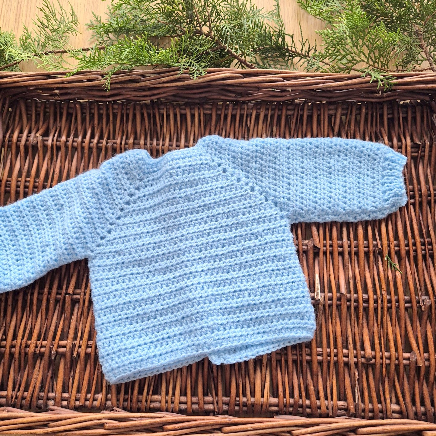 0-6 months  Blue Handmade Crochet Baby Teddy Bear Cardigan Baby Jumper (Ready to Send)