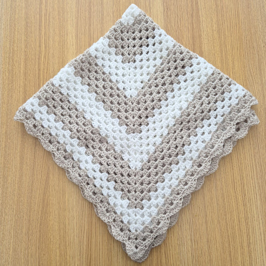 Crochet White and Beige Baby Blanket (READY to send) Unisex baby swaddle
