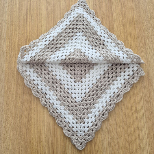 Crochet White and Beige Baby Blanket (READY to send) Unisex baby swaddle