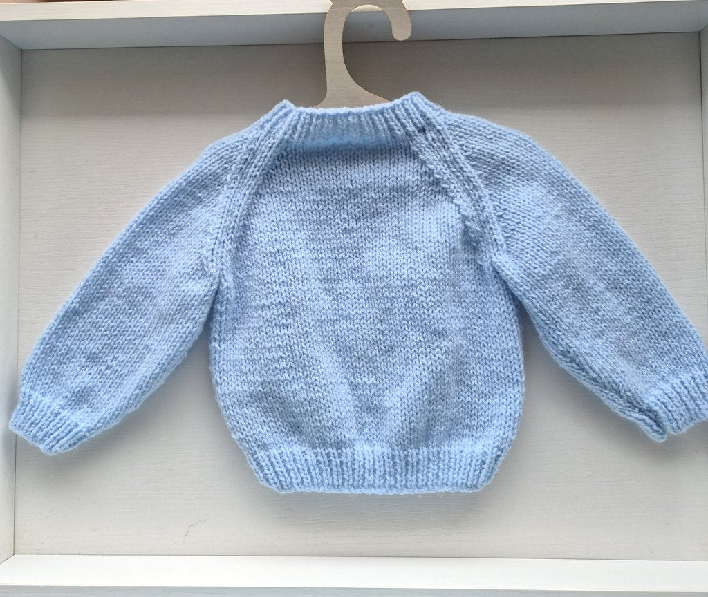 0-3 months Embroidered Blue Baby Jumper  (Ready to Send) Embroidered hedgehog, deer and mushrooms. Baby Shower gift.