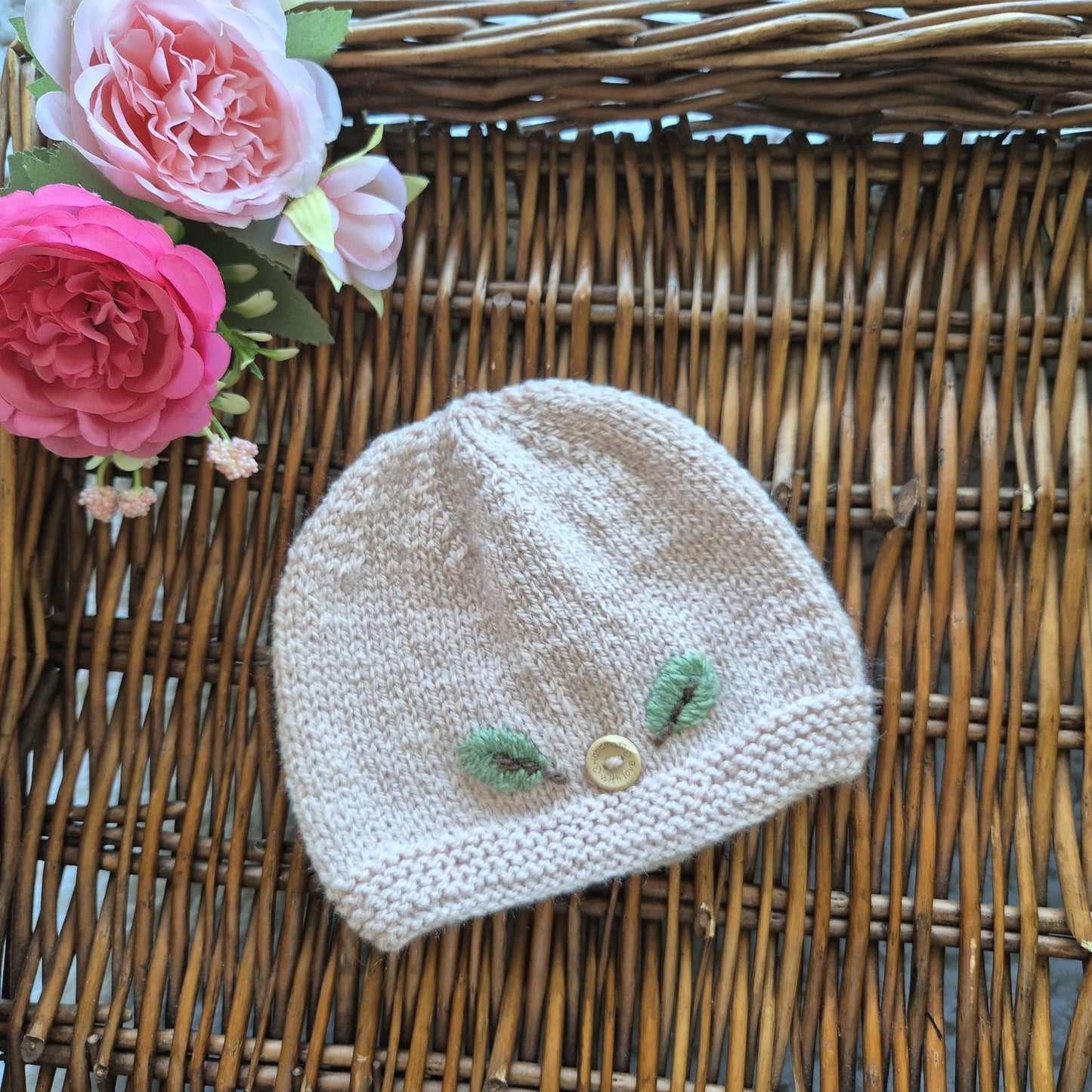0-3 months Handmade Knitted Pink Baby Cardigan and hat set with Embroidered Squirrel and Deer (Ready to Send) Baby shower gift