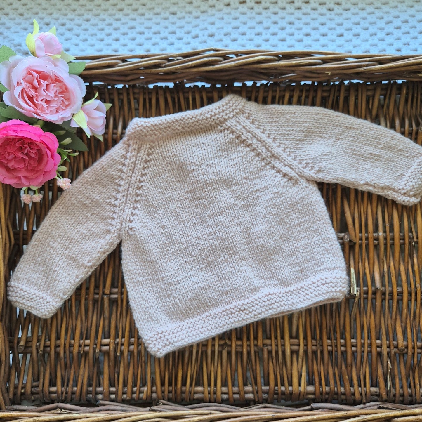 0-3 months Handmade Knitted Pink Baby Cardigan and hat set with Embroidered Squirrel and Deer (Ready to Send) Baby shower gift