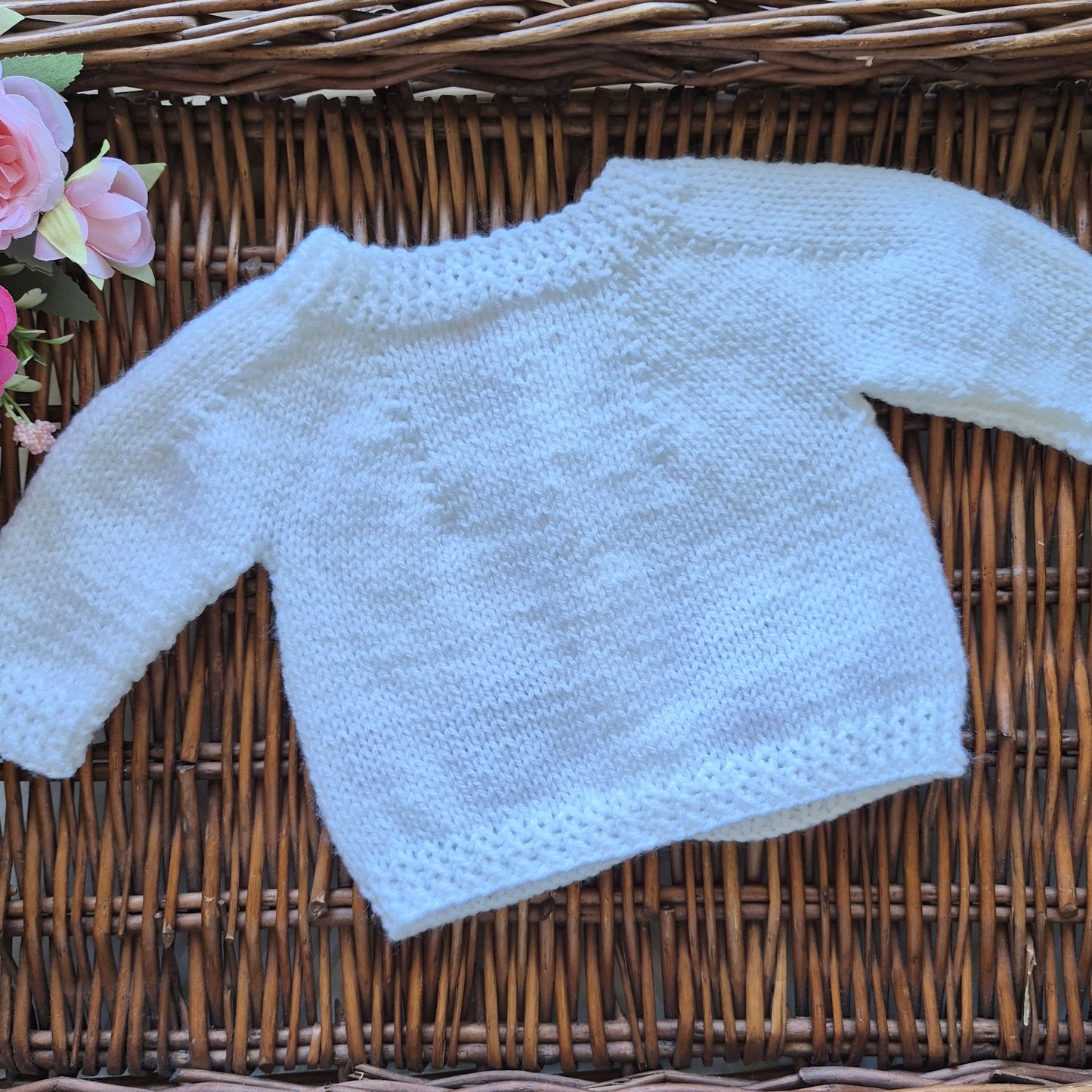0-3 months Handmade Knitted White Baby Cardigan with Embroidered Fox and Squirrel (Ready to Send) Baby shower gift