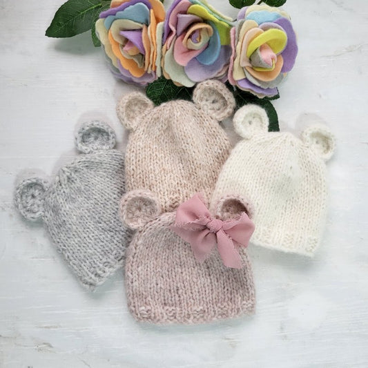 knitted baby bear beanie hat