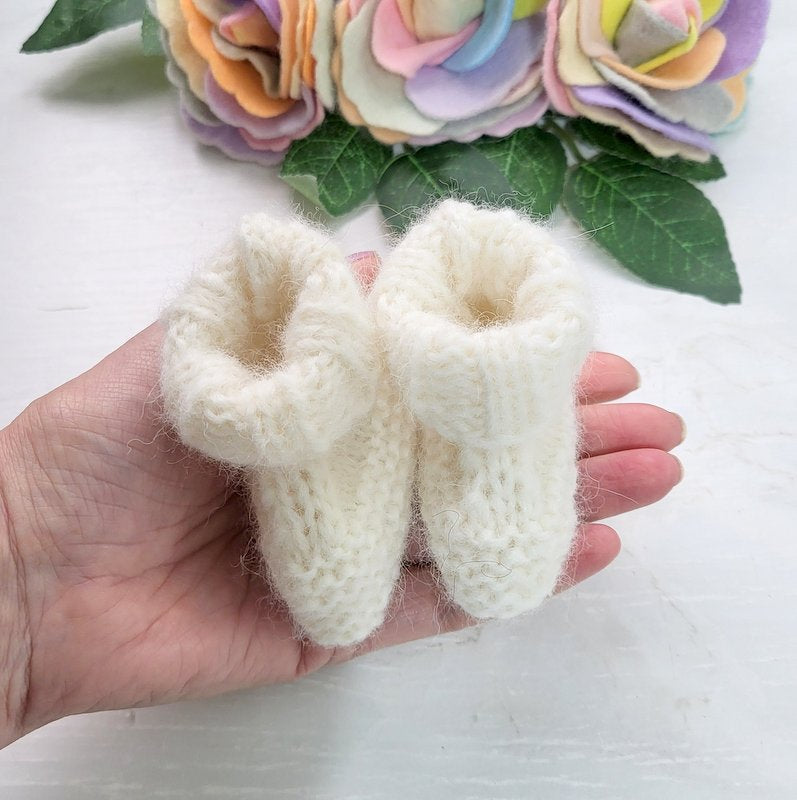 cream knitted baby booties