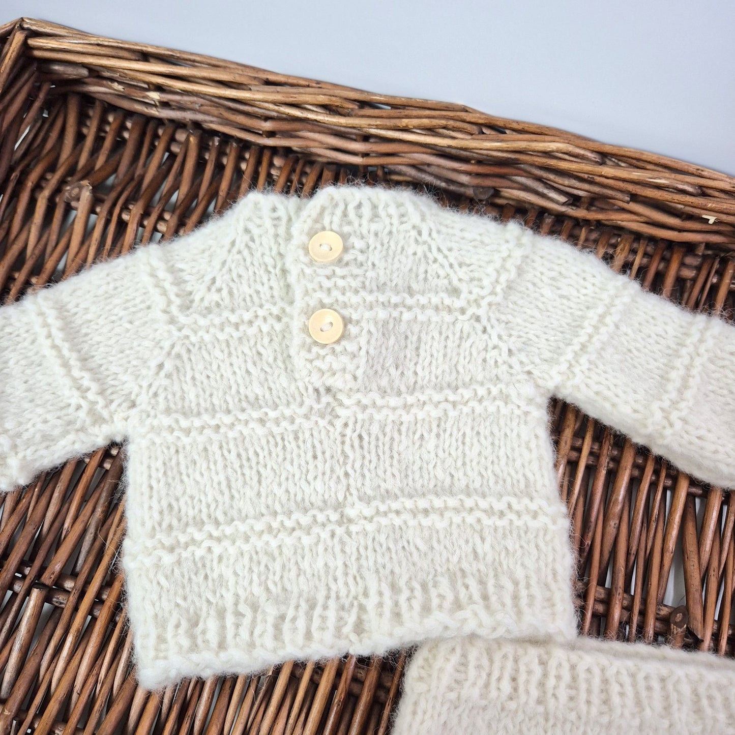 Newborn Chunky Cream Baby Jumper and Pants Set ( Ready to send) Coming home outfit