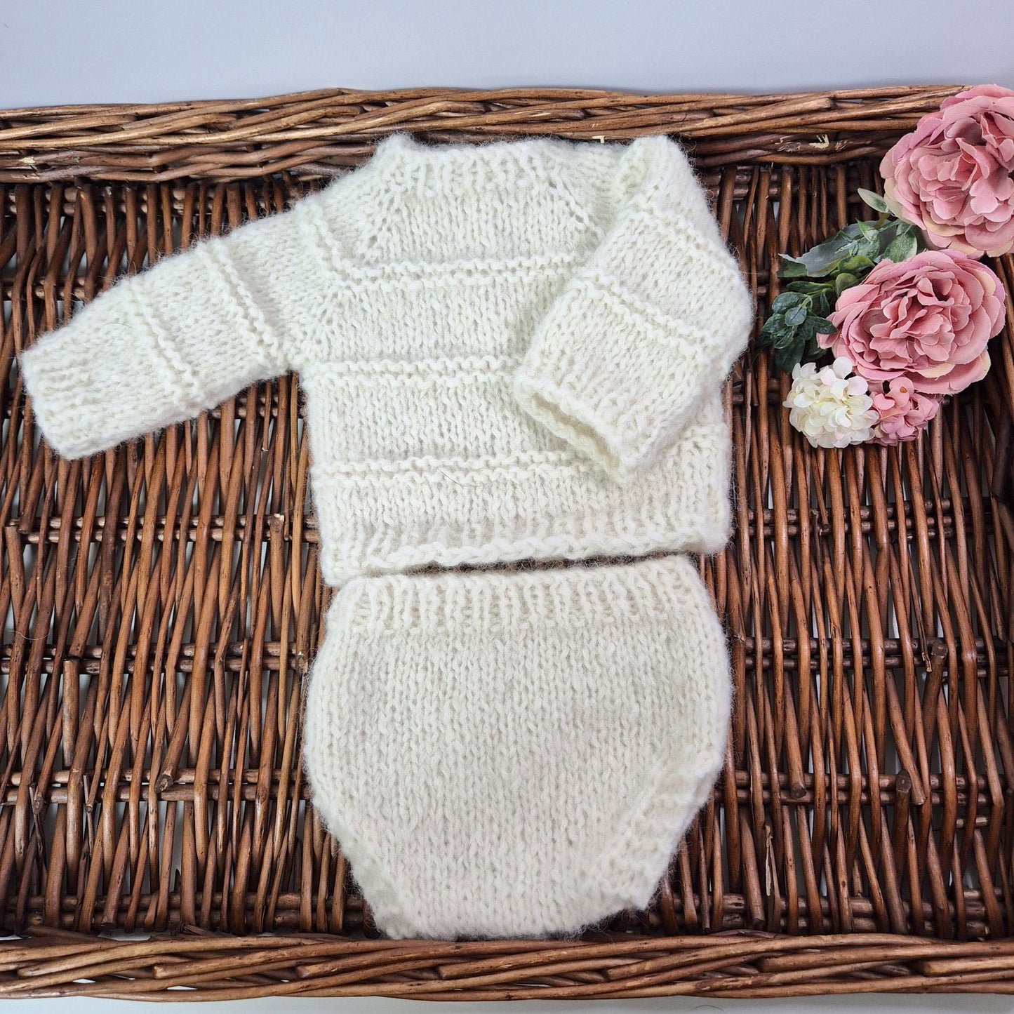 Newborn Chunky Cream Baby Jumper and Pants Set ( Ready to send) Coming home outfit