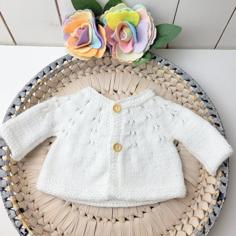 White Cardigan and Romper set for a Newborn - 2 months old baby (Ready to send)