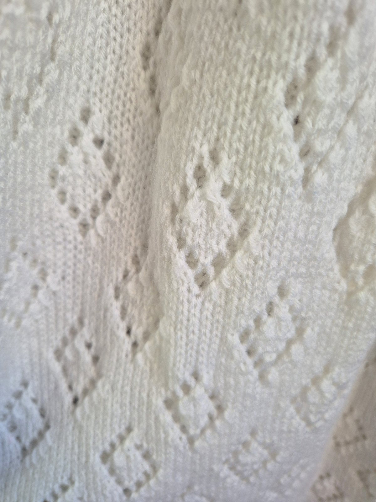 3 - 9 months White Knitted Lace Baptism / Christening Dress : Vintage Heirloom Gown.  (Ready to send) Cardigan