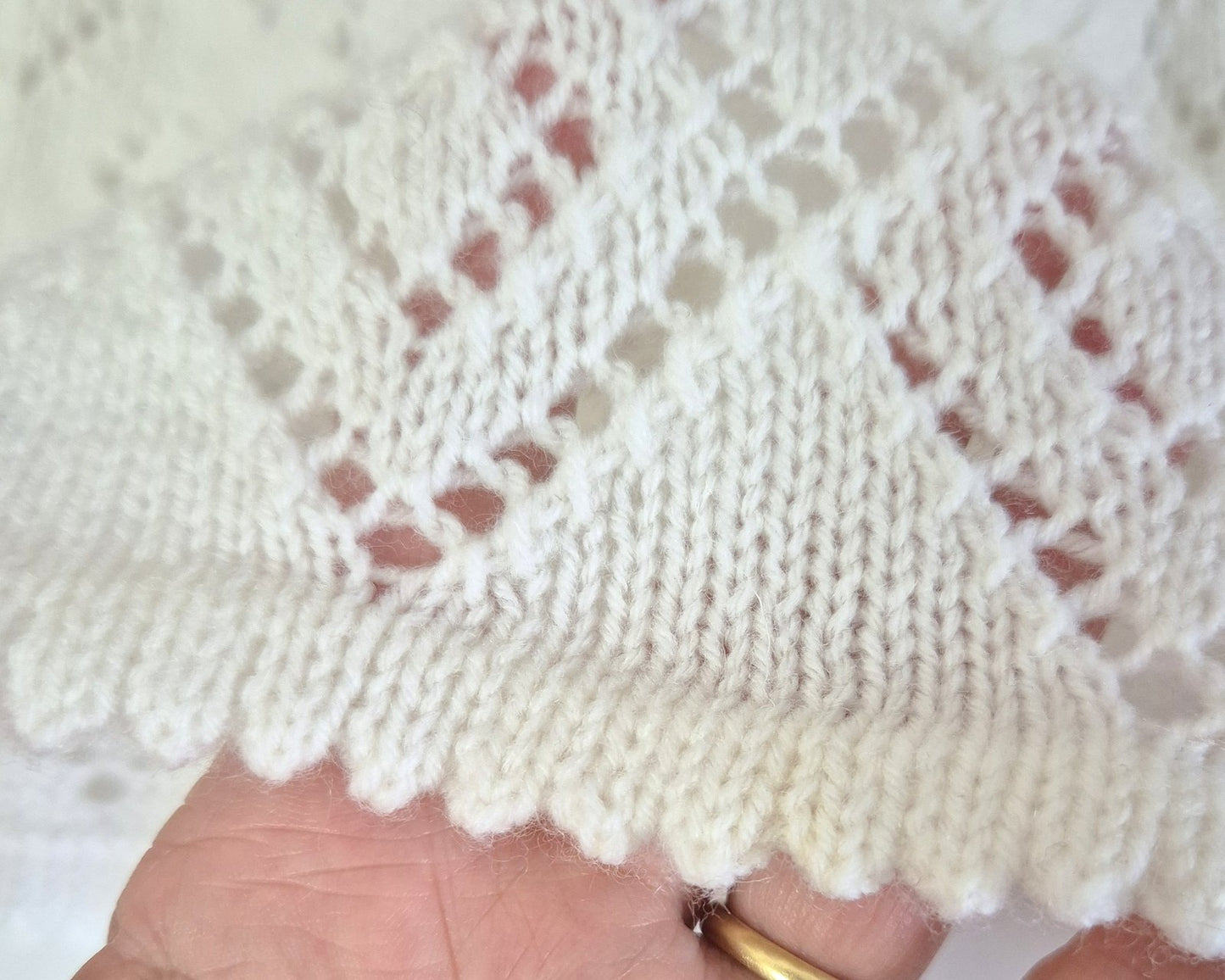 3 - 9 months White Knitted Lace Baptism / Christening Dress : Vintage Heirloom Gown.  (Ready to send) Cardigan