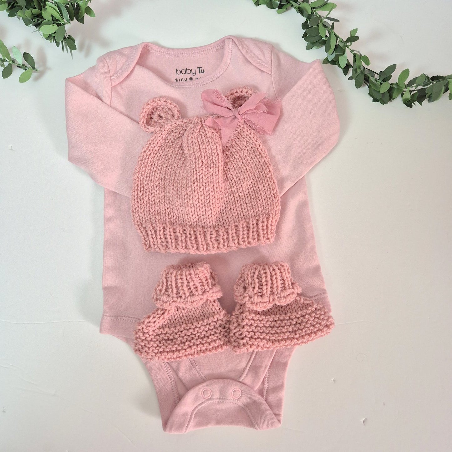 Crochet Pink Beige Baby Blanket, Pink Bear Hat and Booties, Baby Shower Gift Set (READY to send)