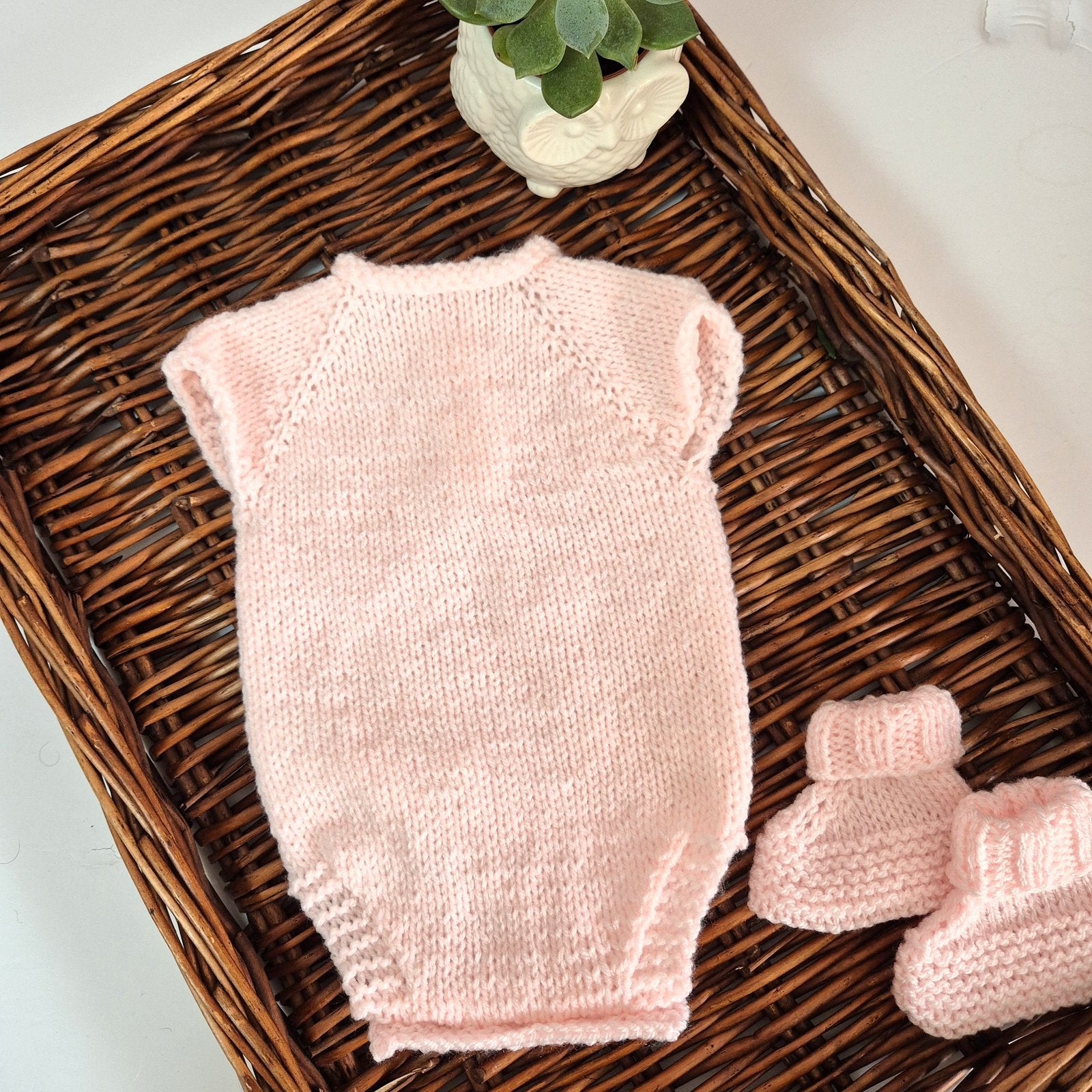 Pink Baby Jumper, Romper and Bootie Set for baby girls  0-3 months (Ready to Send)