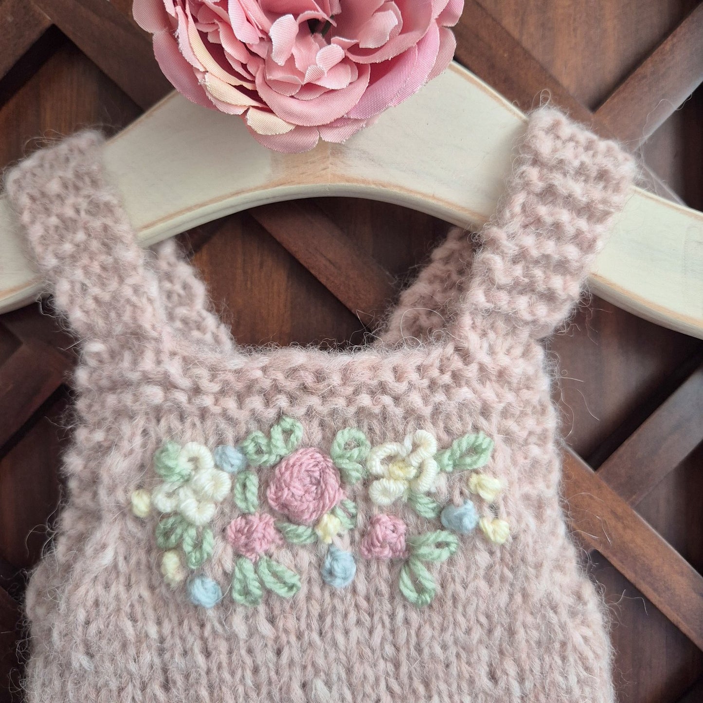 pink embroidered romper for newborn baby