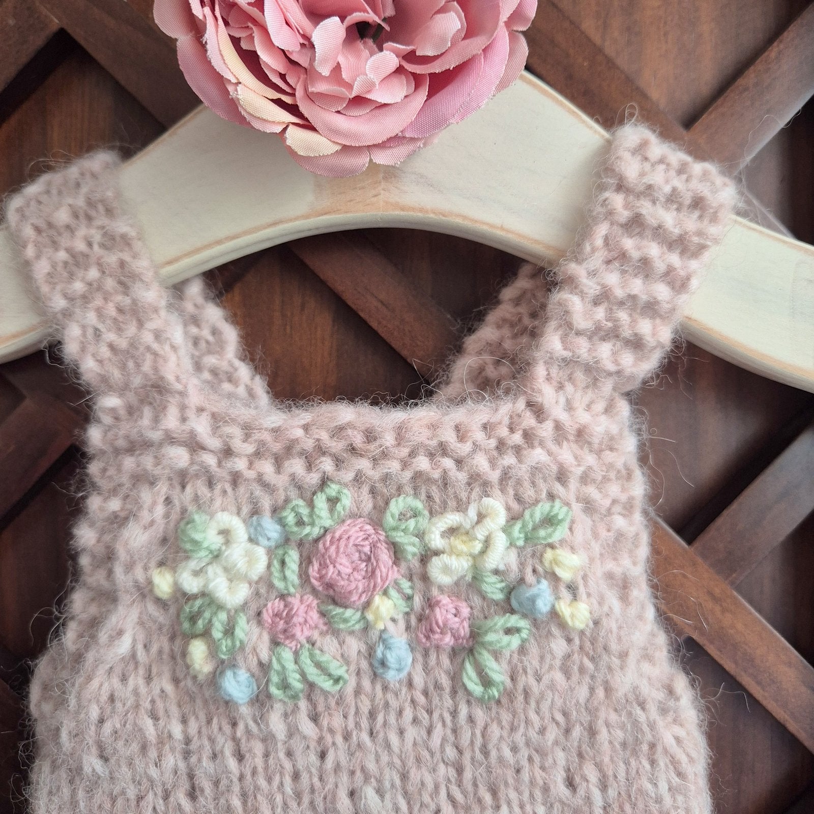 pink embroidered romper for newborn baby