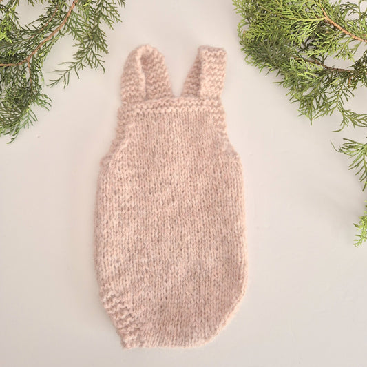 Simple Classic Baby Romper In soft Alpaca yarn  Newborn (Ready to send)