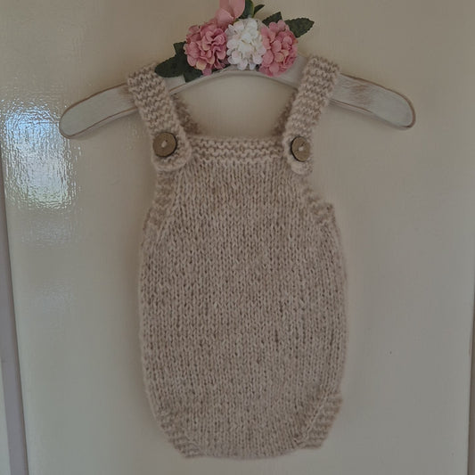 Simple Classic Baby Romper In soft Alpaca yarn  Newborn / 0-3  months (Made to order)