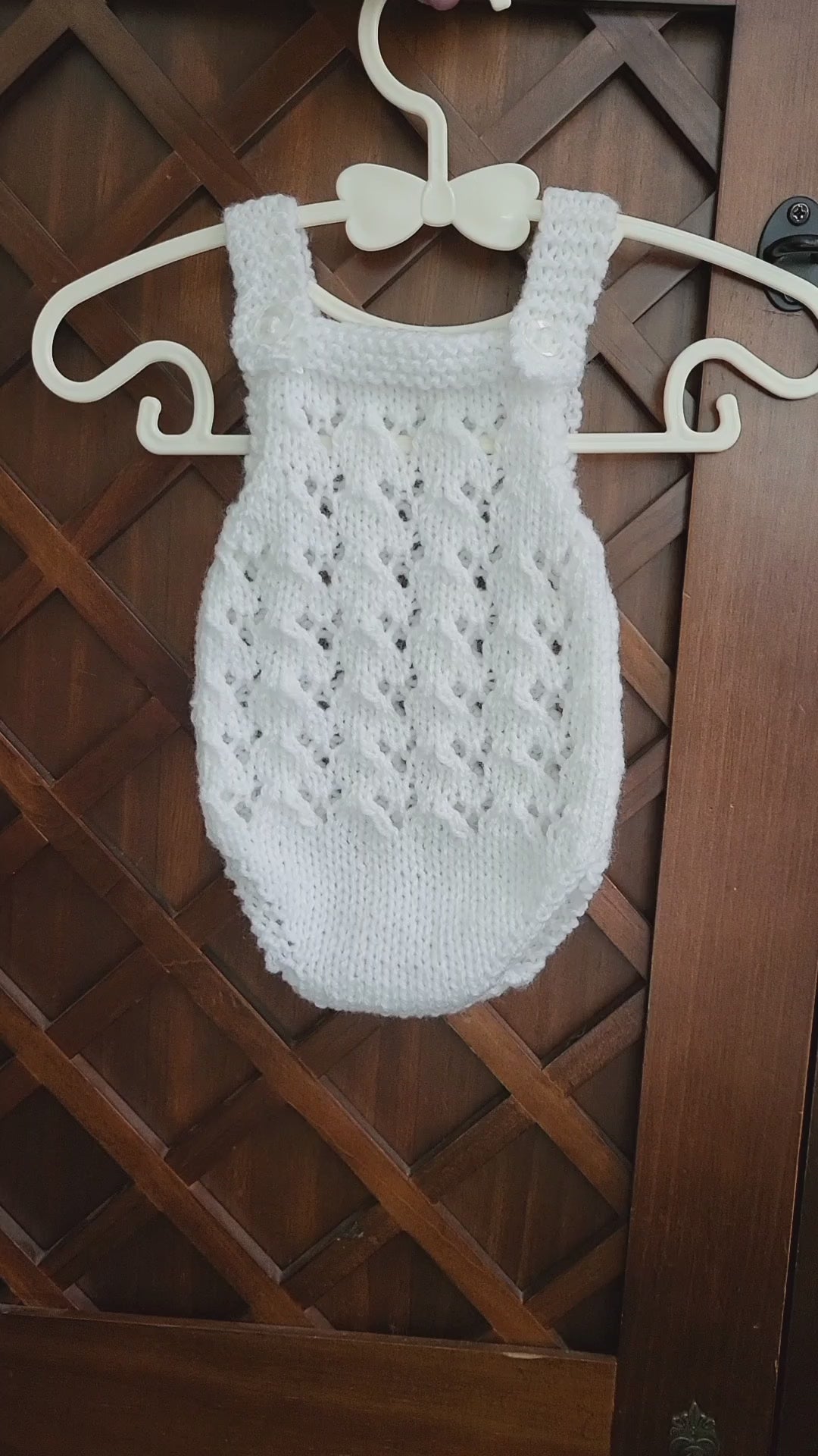 white knitted baby girl romper