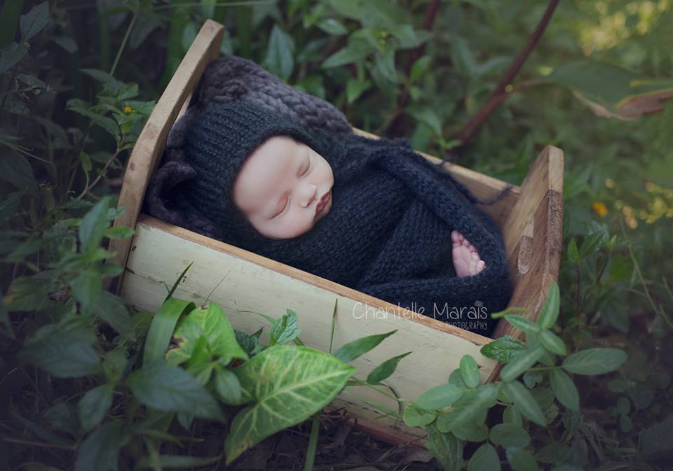 black knitted newborn stretch wrap