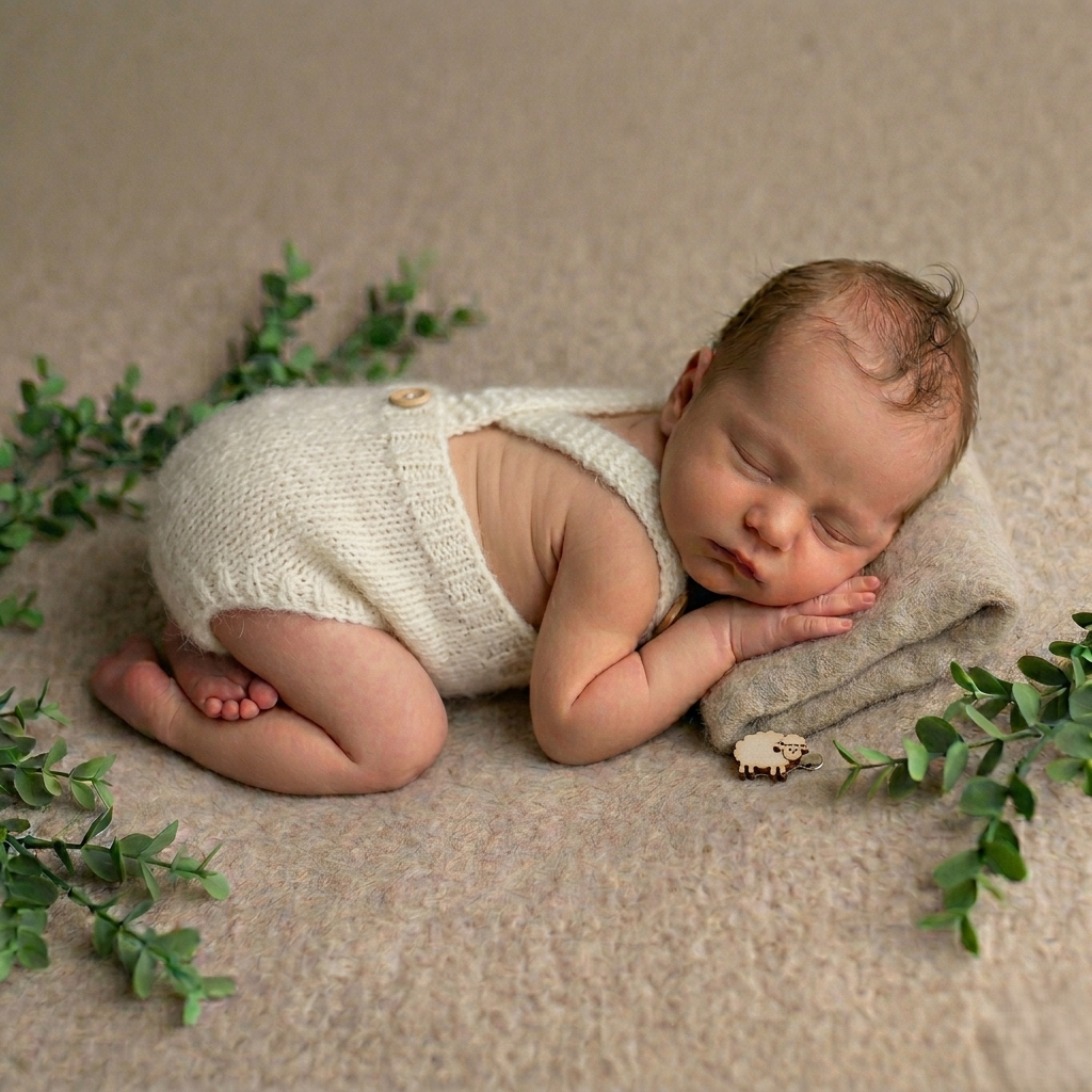 Simple Classic Baby Romper In soft Alpaca yarn  Newborn / 0-3  months (Made to order)
