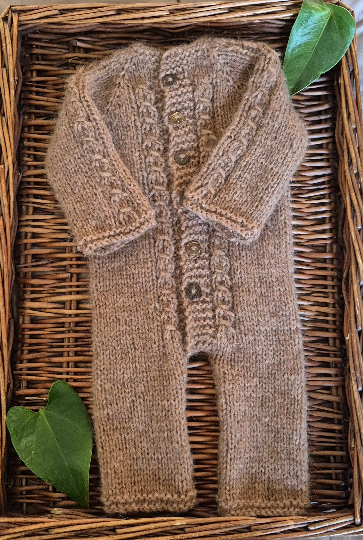 Handmade Baby Romper and Bootie Set with Cable Pattern.  Newborn or 0-3 months (Made to Order) Short leg or Long Leg Pyjama. Photography Prop, Babyshower gift.