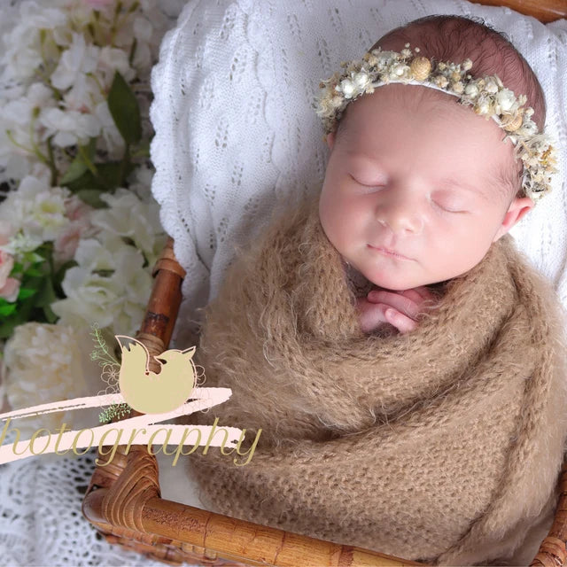 super fluffy brown stretch wrap for newborn photography
