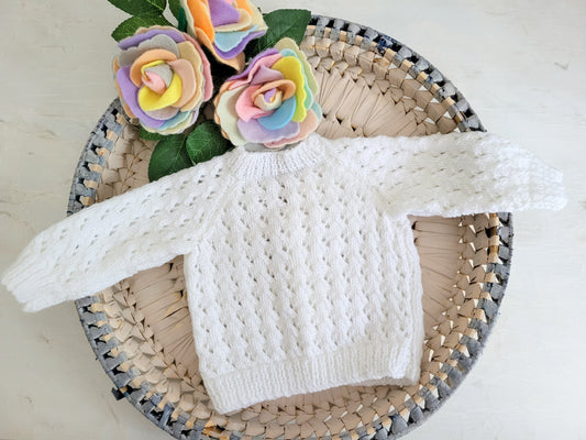 baby shower gift white knit handmade cardigan
