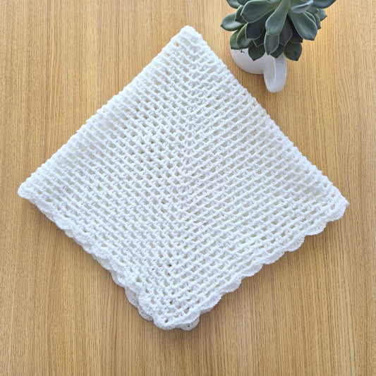 Crochet White Baby Blanket  (READY to send) Unisex baby gift 32 in square
