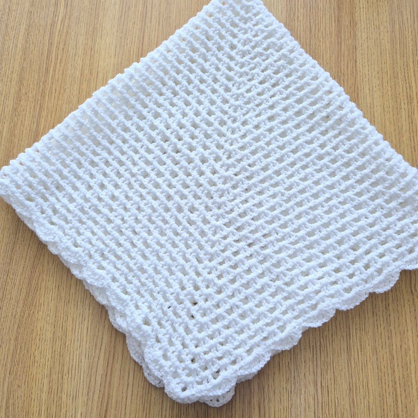 Crochet White Baby Blanket  (READY to send) Unisex baby gift 32 in square