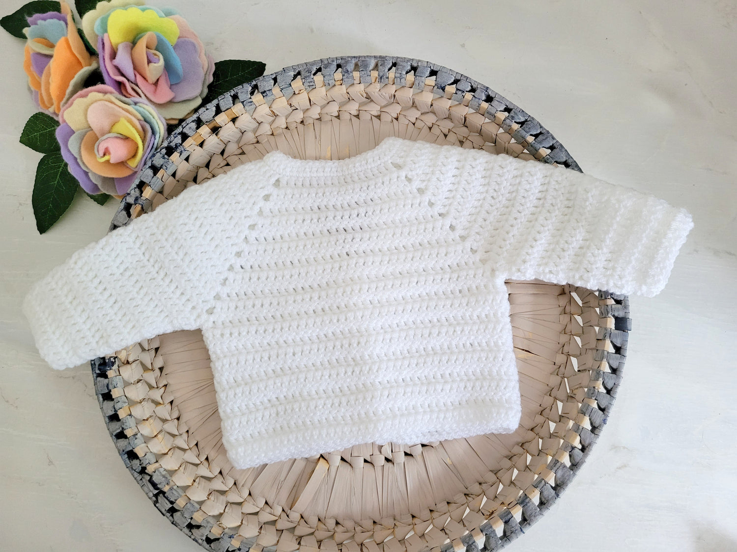 baby shower gift white crochet baby jumper